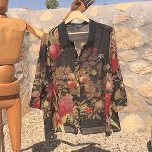 Citron Button Front Top 3X